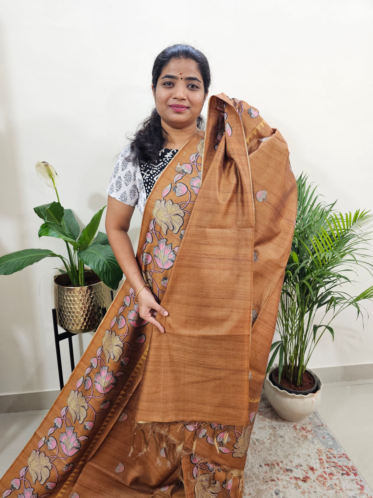 Semi Tussar with Striped Zari Weaving Saree - Mustard Yellow