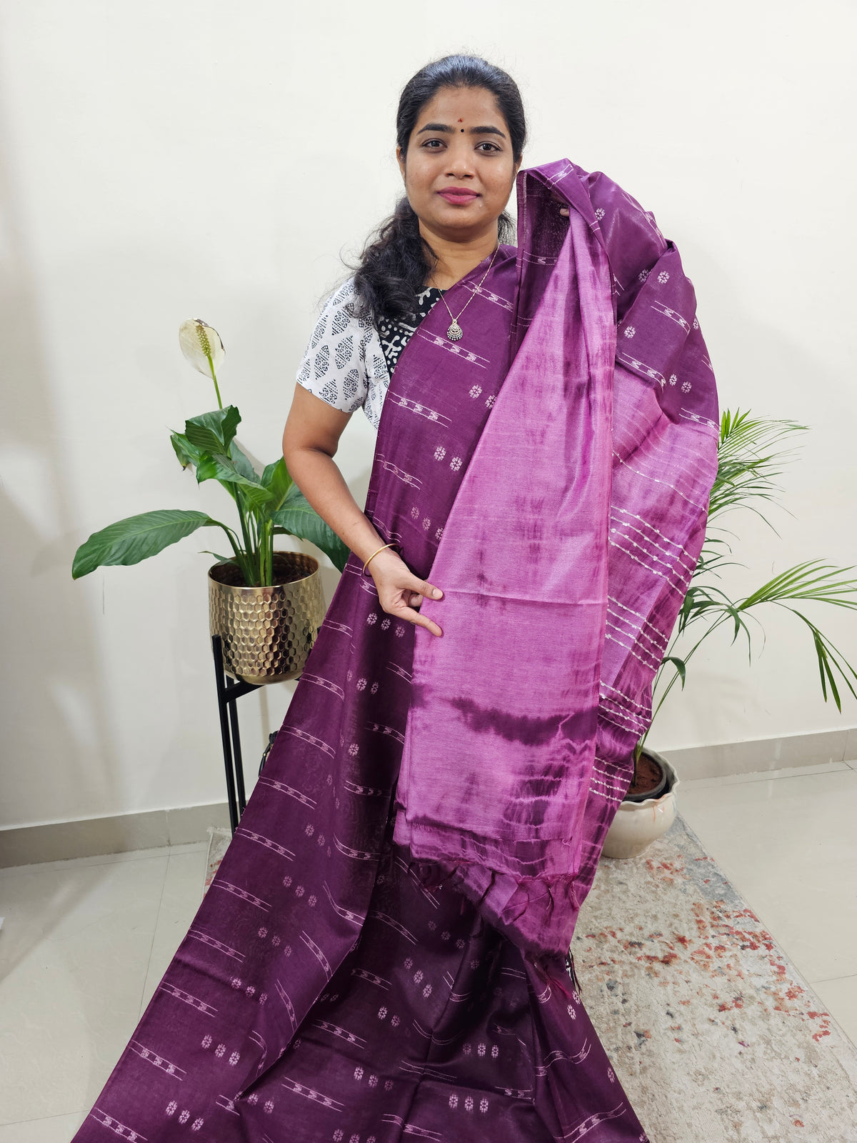 Bhagalpuri Silk Viscous with Weaving - Purple