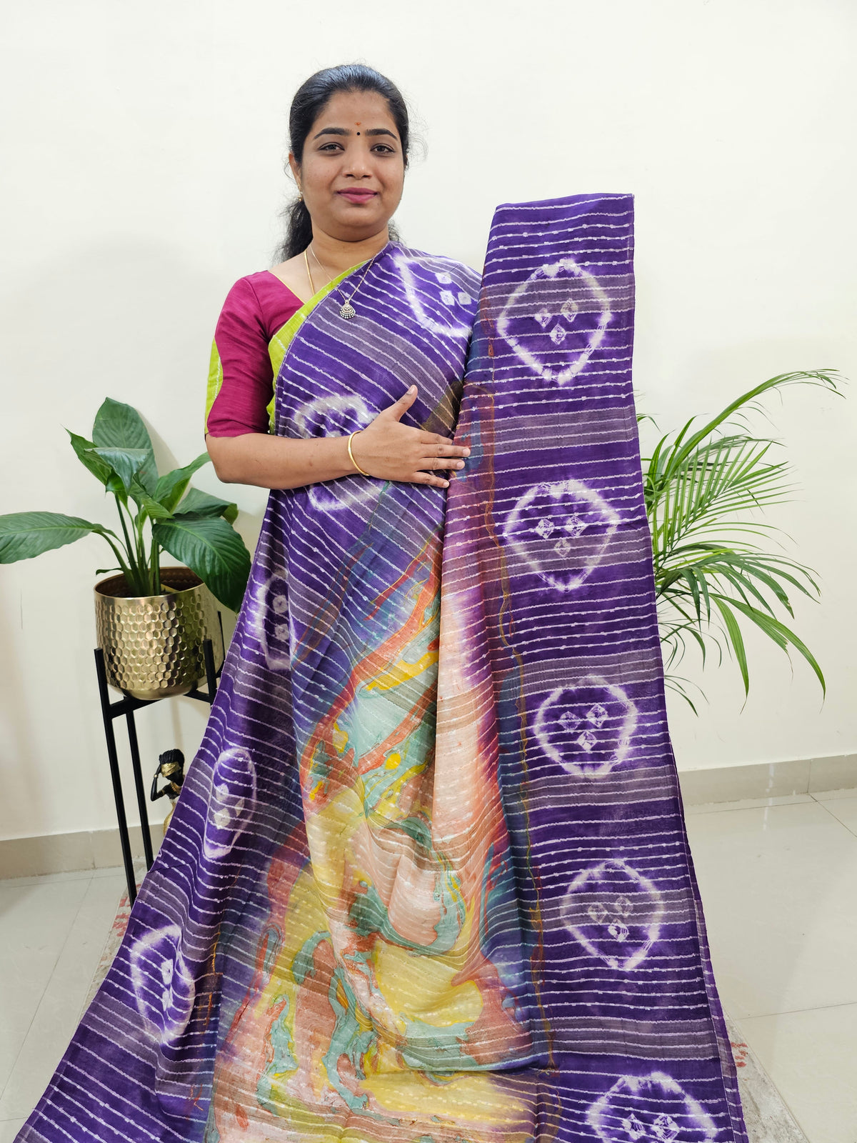 Bhagalpuri Silk Viscous with Digital Prints - Purple