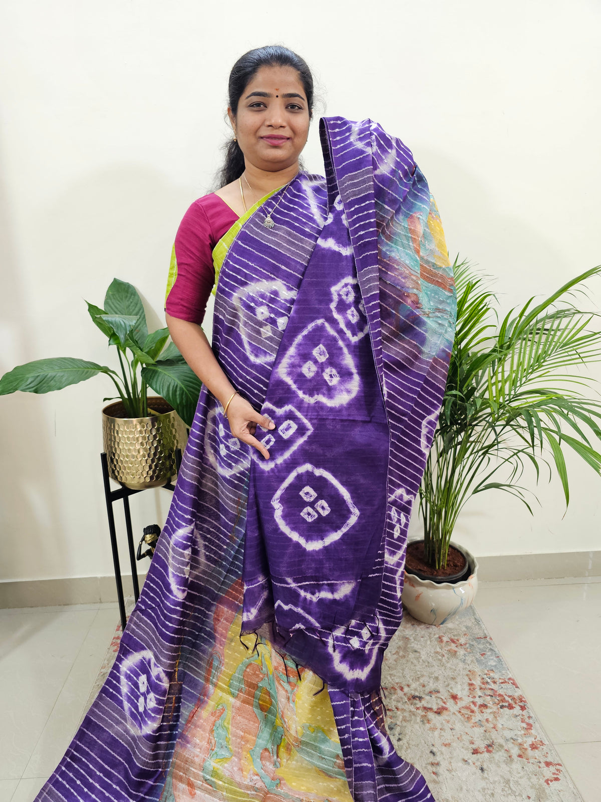 Bhagalpuri Silk Viscous with Digital Prints - Purple