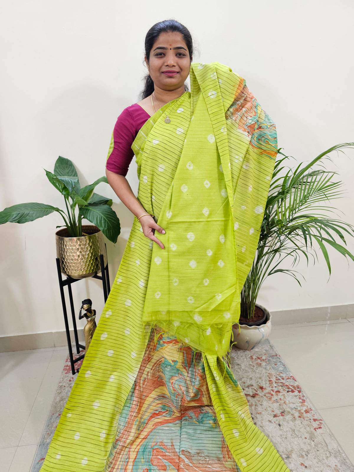 Bhagalpuri Silk Viscous with Digital Prints  - Green