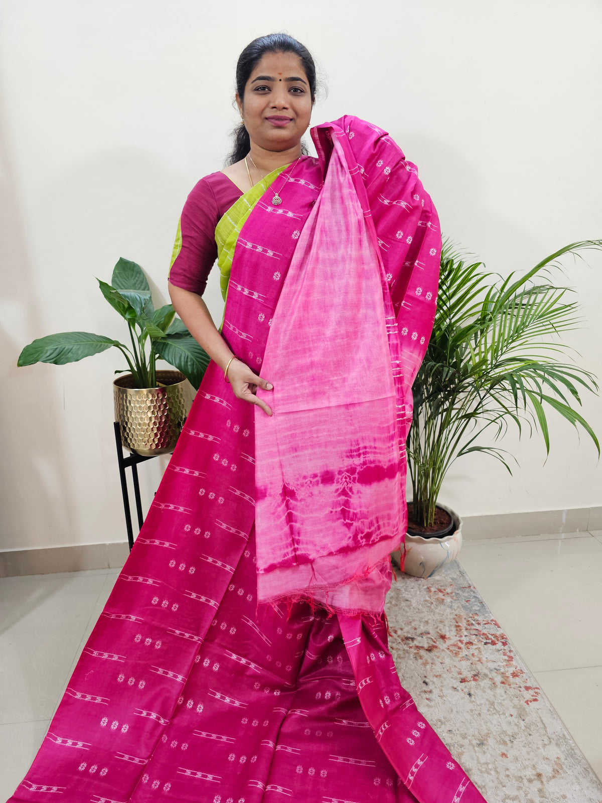 Bhagalpuri Silk Viscous with Weaving - Pink