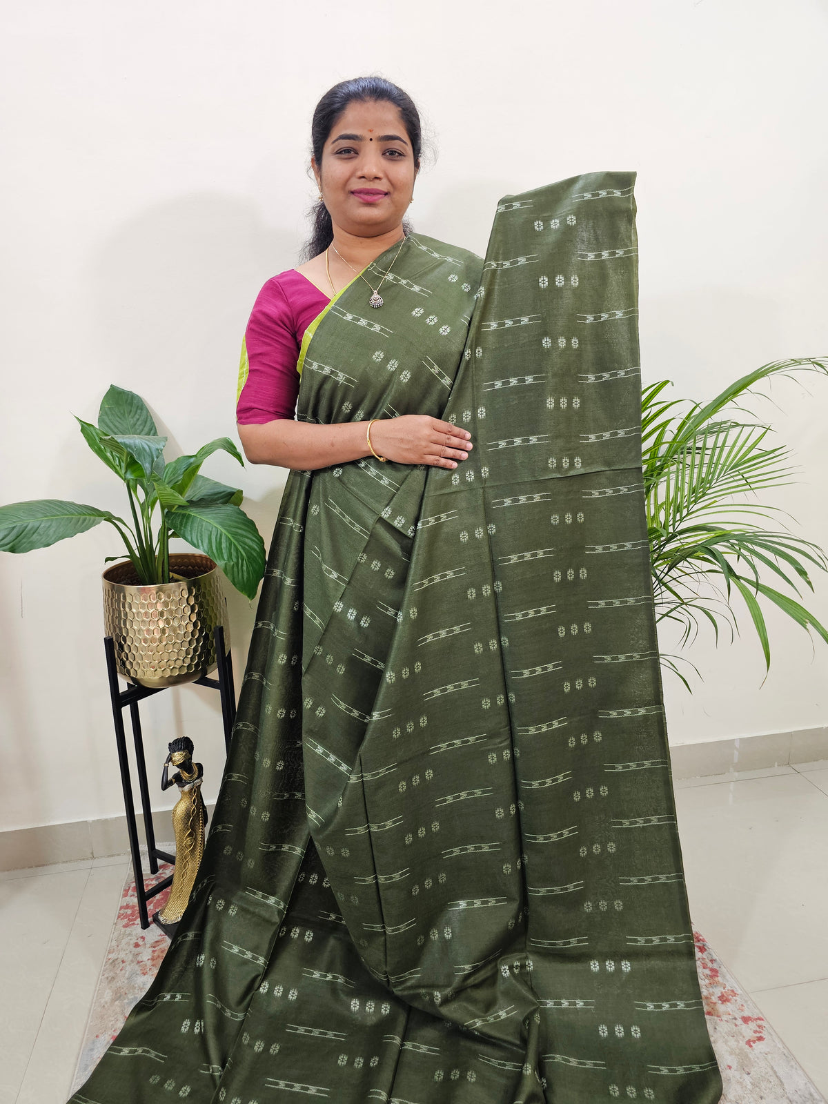 Bhagalpuri Silk Viscous with Weaving - Green