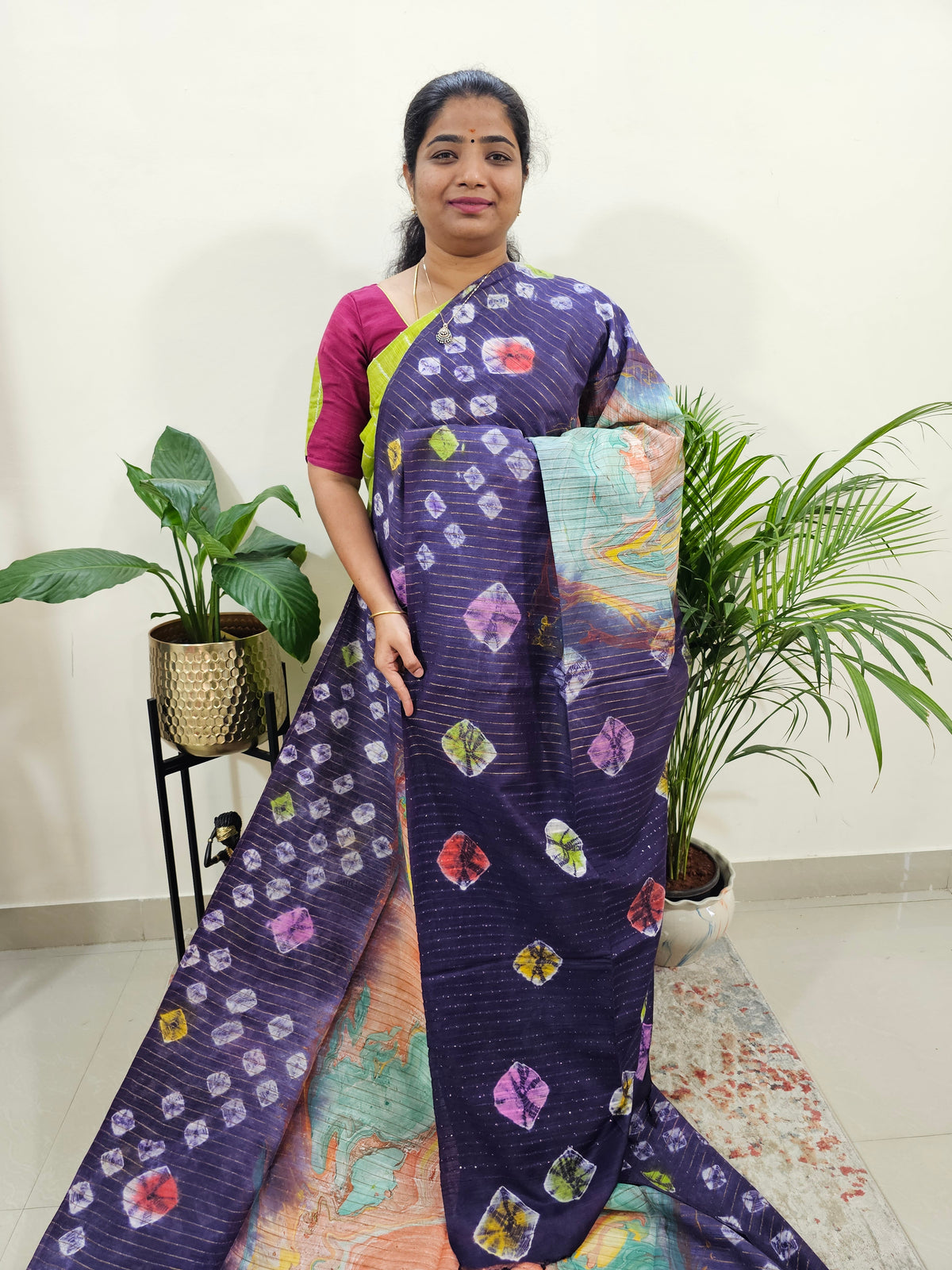 Bhagalpuri Silk Viscous with Digital Prints - Dark Purple