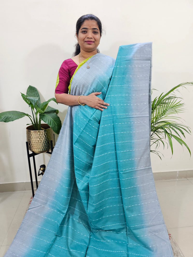 Bhagalpuri Silk Viscous - Blue with Grey