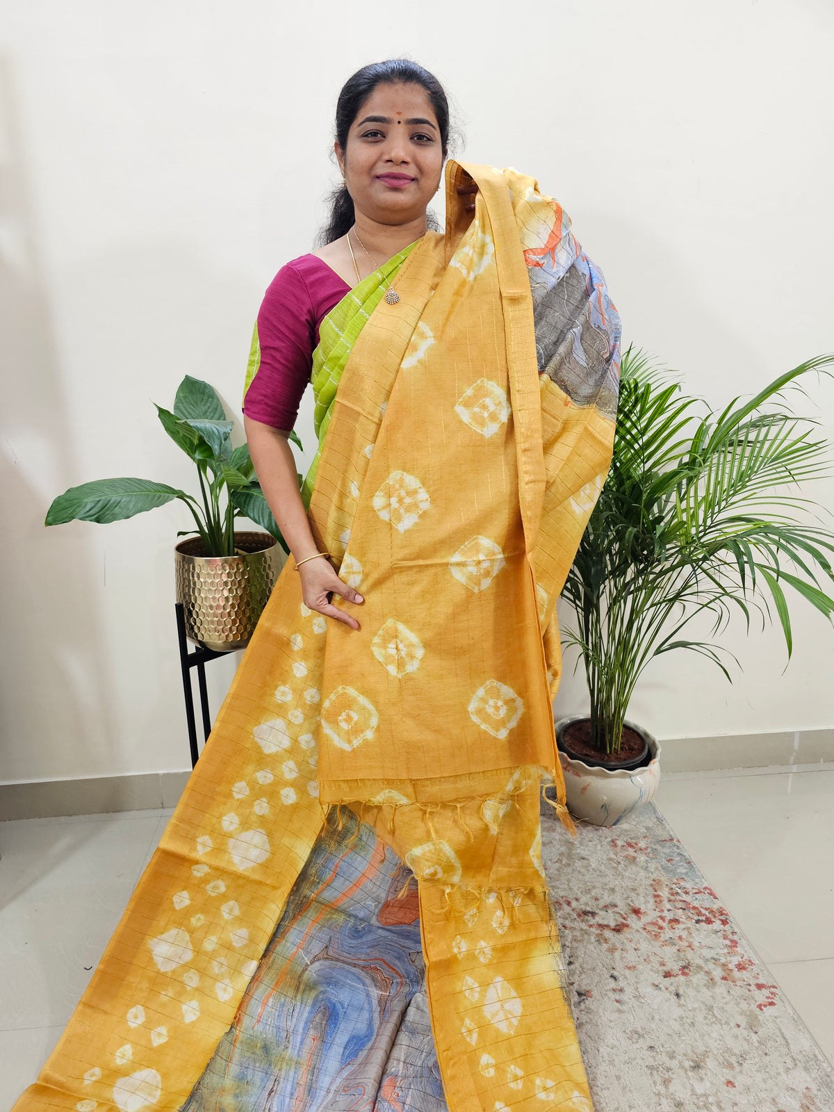 Bhagalpuri Silk Viscous with Digital Prints  - Mustard Yellow