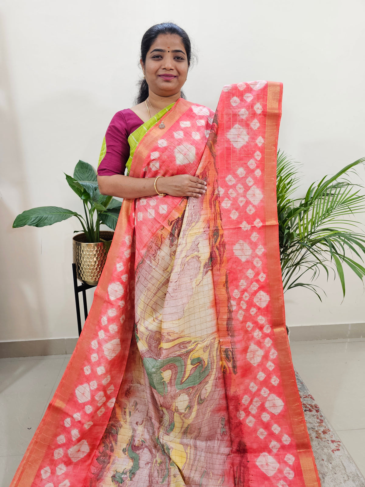 Bhagalpuri Silk Viscous with Digital Prints  - Peach