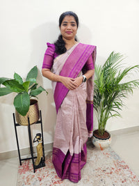 Raw Silk Saree - Pastel Onion Pink with Magenta Pink