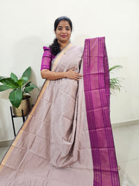 Raw Silk Saree - Pastel Onion Pink with Magenta Pink