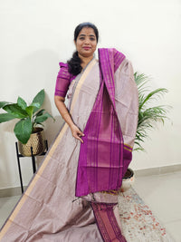 Raw Silk Saree - Pastel Onion Pink with Magenta Pink