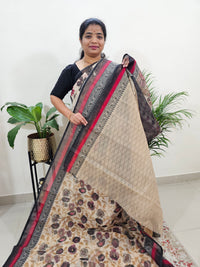 Premium  Super Net Kota Saree Cream with Black