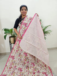 Premium Super Net Kota Saree - Off-white Floral