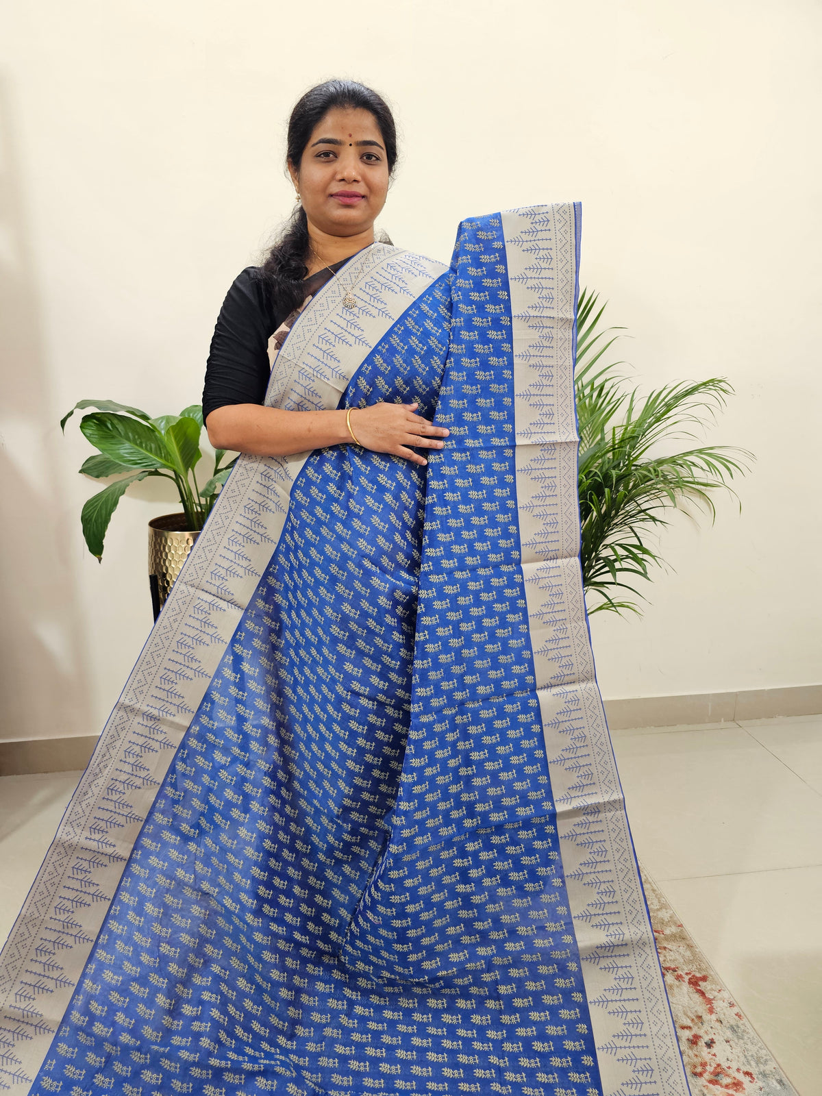 Premium  Super Net Kota Saree - Blue