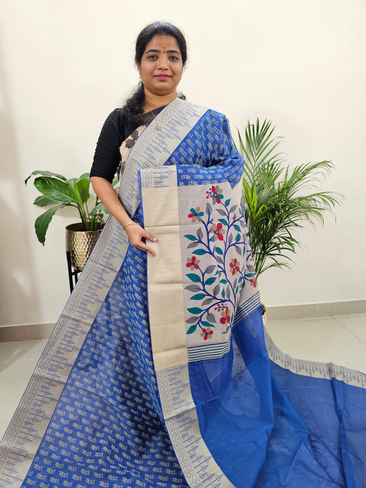 Premium  Super Net Kota Saree - Blue