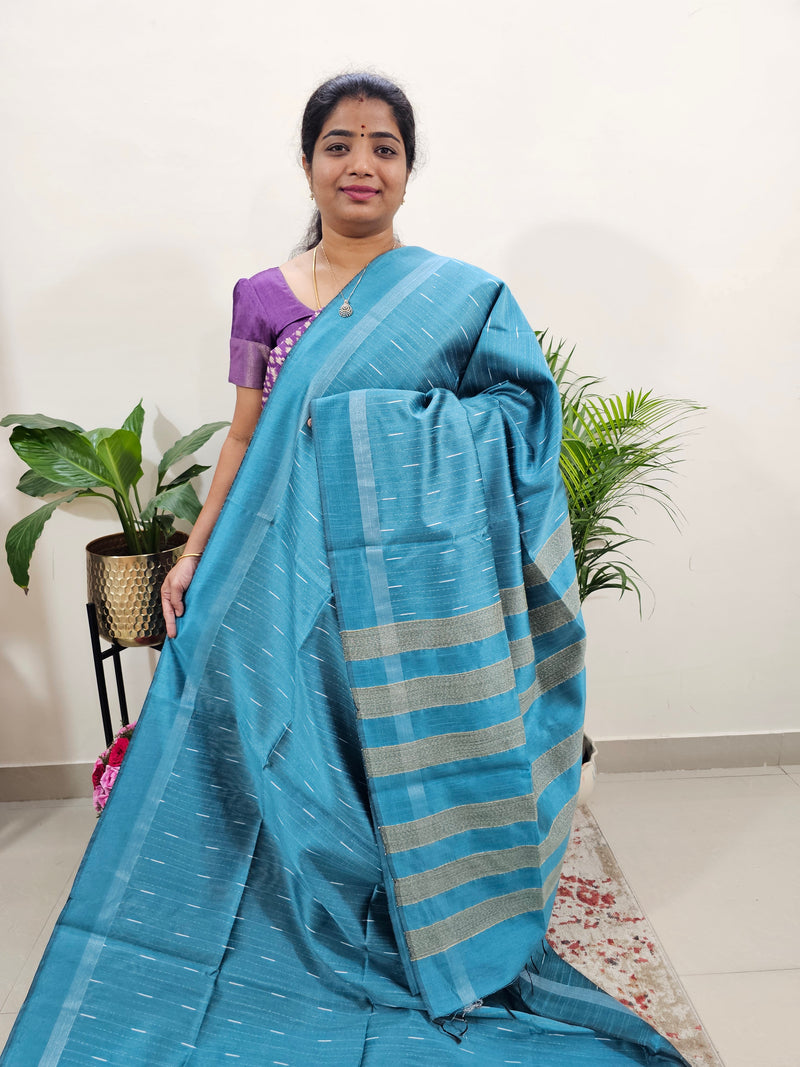 Premium Semi Raw Silk Saree - Blue