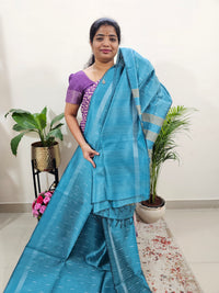 Premium Semi Raw Silk Saree - Blue