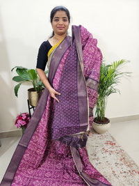 Semi Ghicha Digital Printed Saree - Magenta Pink