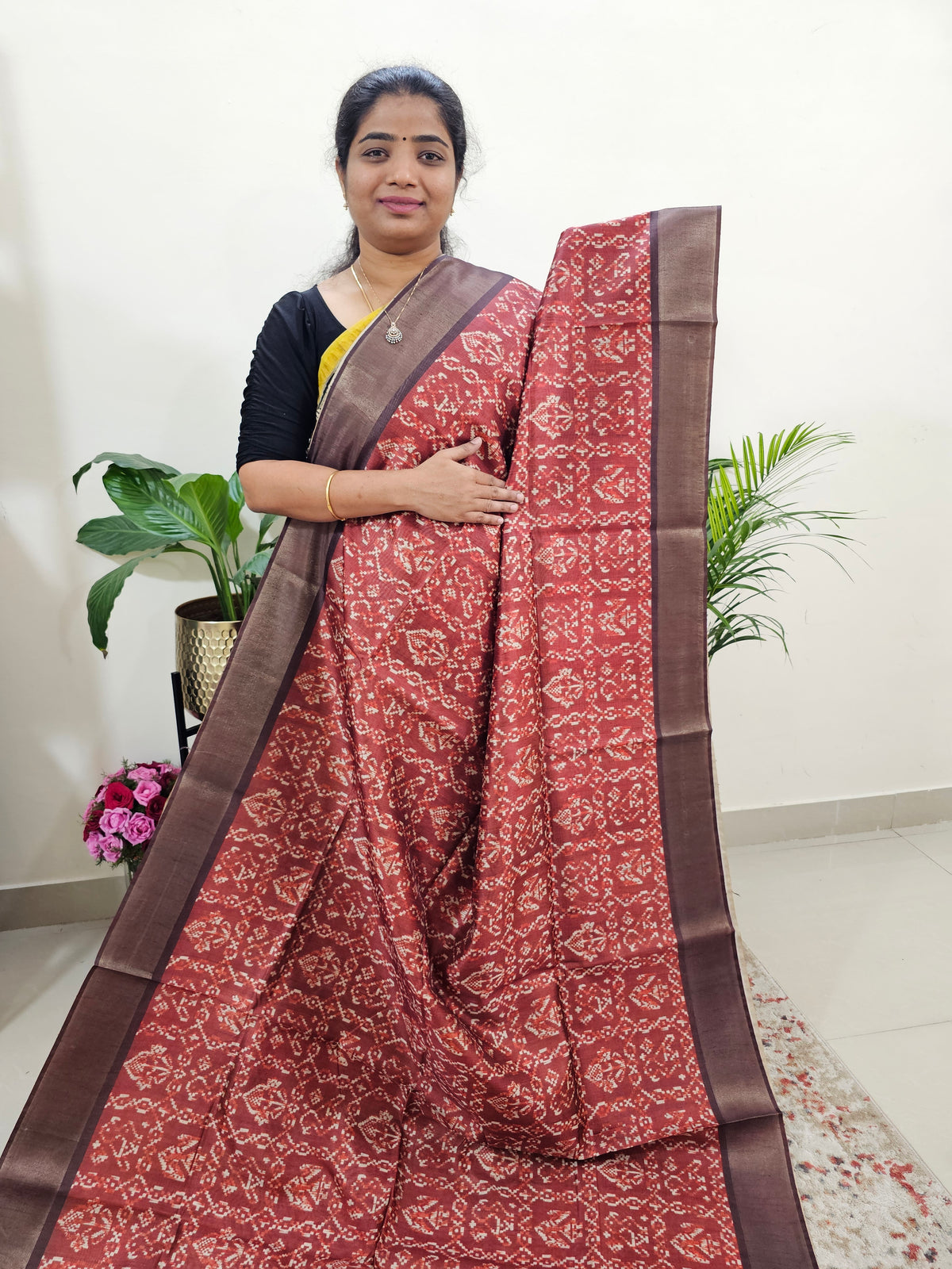 Semi Ghicha Digital Printed Saree - Maroon