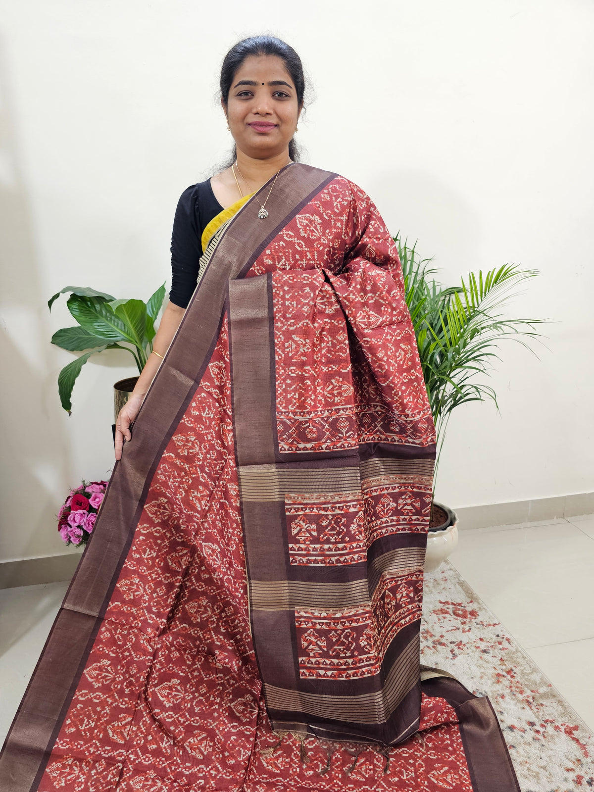 Semi Ghicha Digital Printed Saree - Maroon