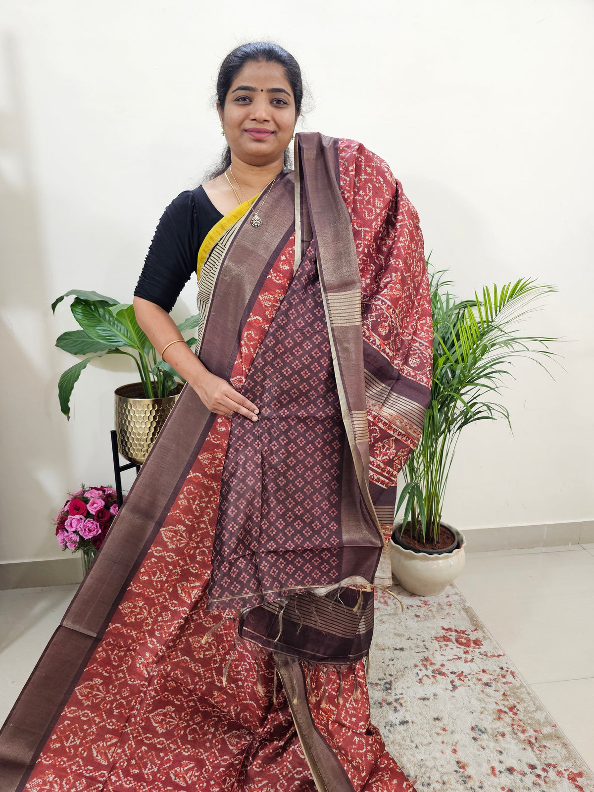 Semi Ghicha Digital Printed Saree - Maroon