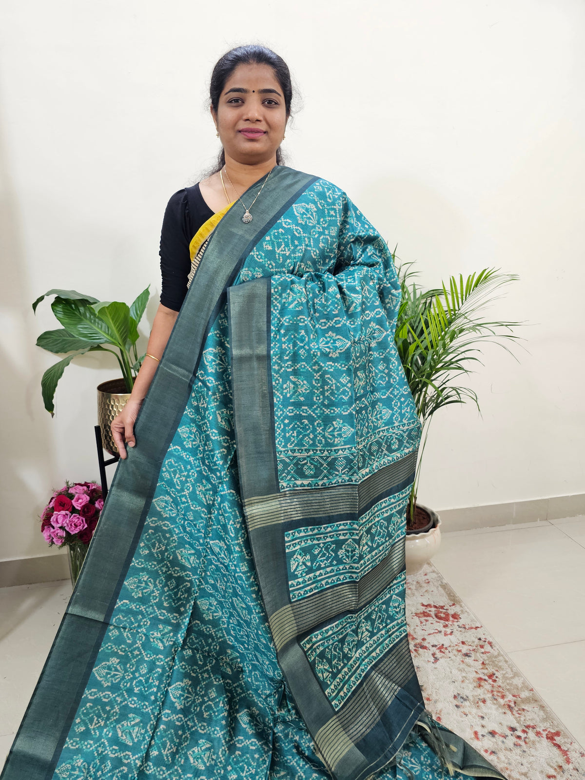 Semi Ghicha Digital Printed Saree - Sea Green