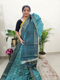 Semi Ghicha Digital Printed Saree - Sea Green