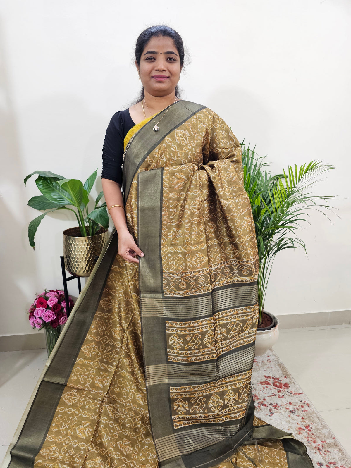 Semi Ghicha Digital Printed Saree - Mehindi  Green