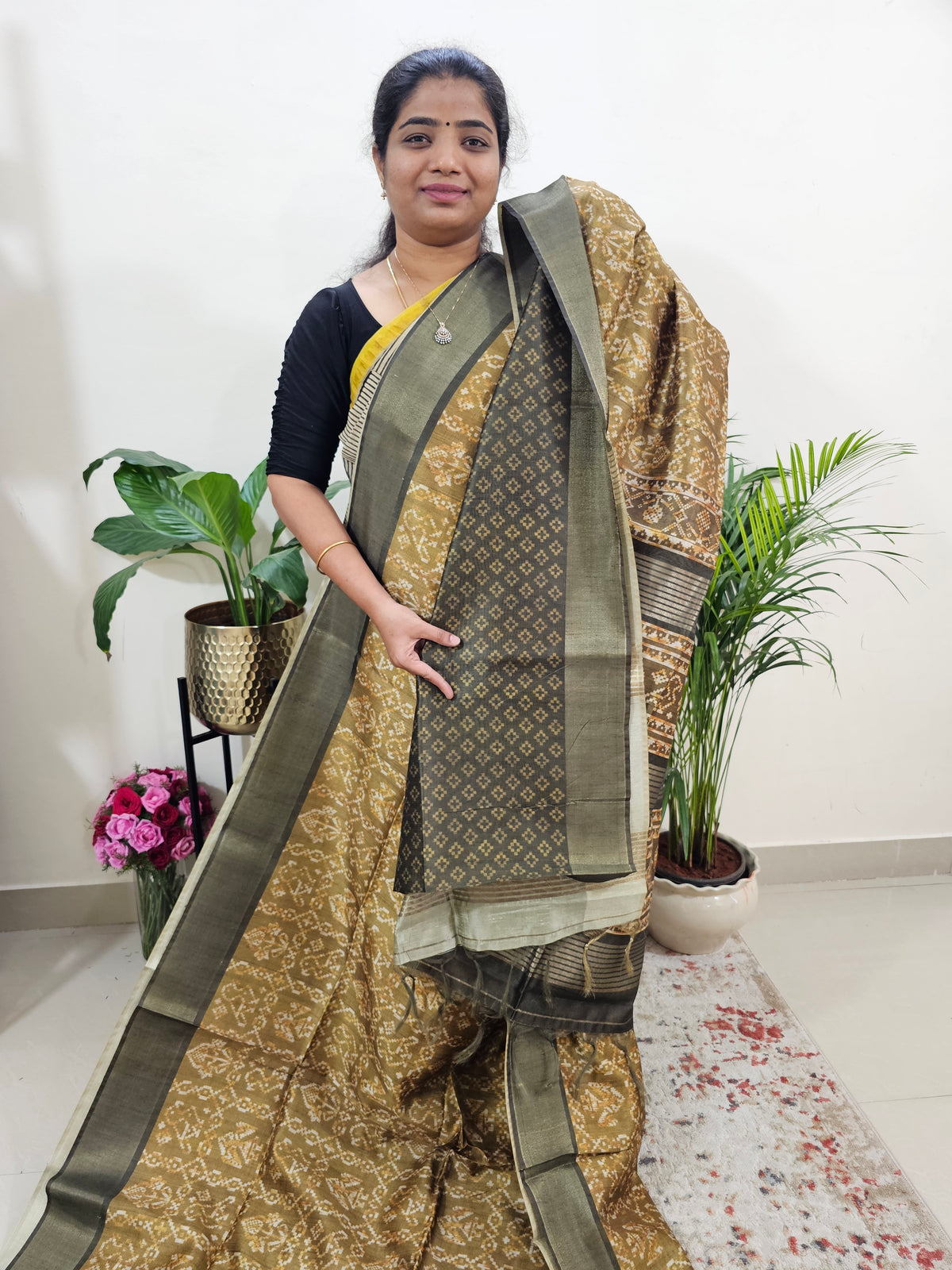 Semi Ghicha Digital Printed Saree - Mehindi  Green