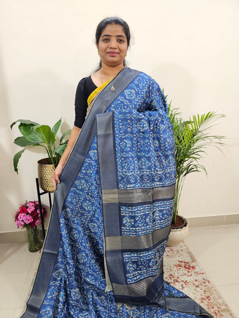 Semi Ghicha Digital Printed Saree - Blue