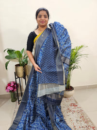 Semi Ghicha Digital Printed Saree - Blue