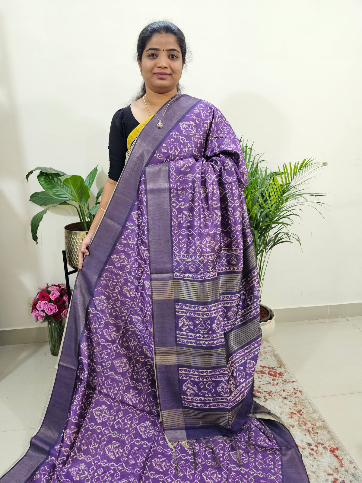 Semi Ghicha Digital Printed Saree - Purple