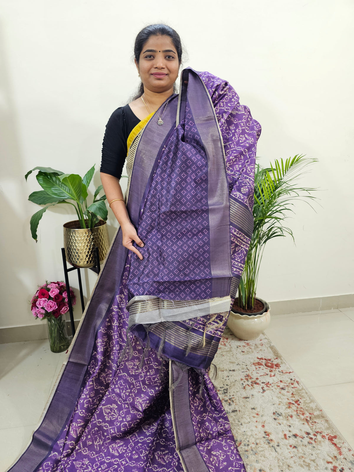 Semi Ghicha Digital Printed Saree - Purple