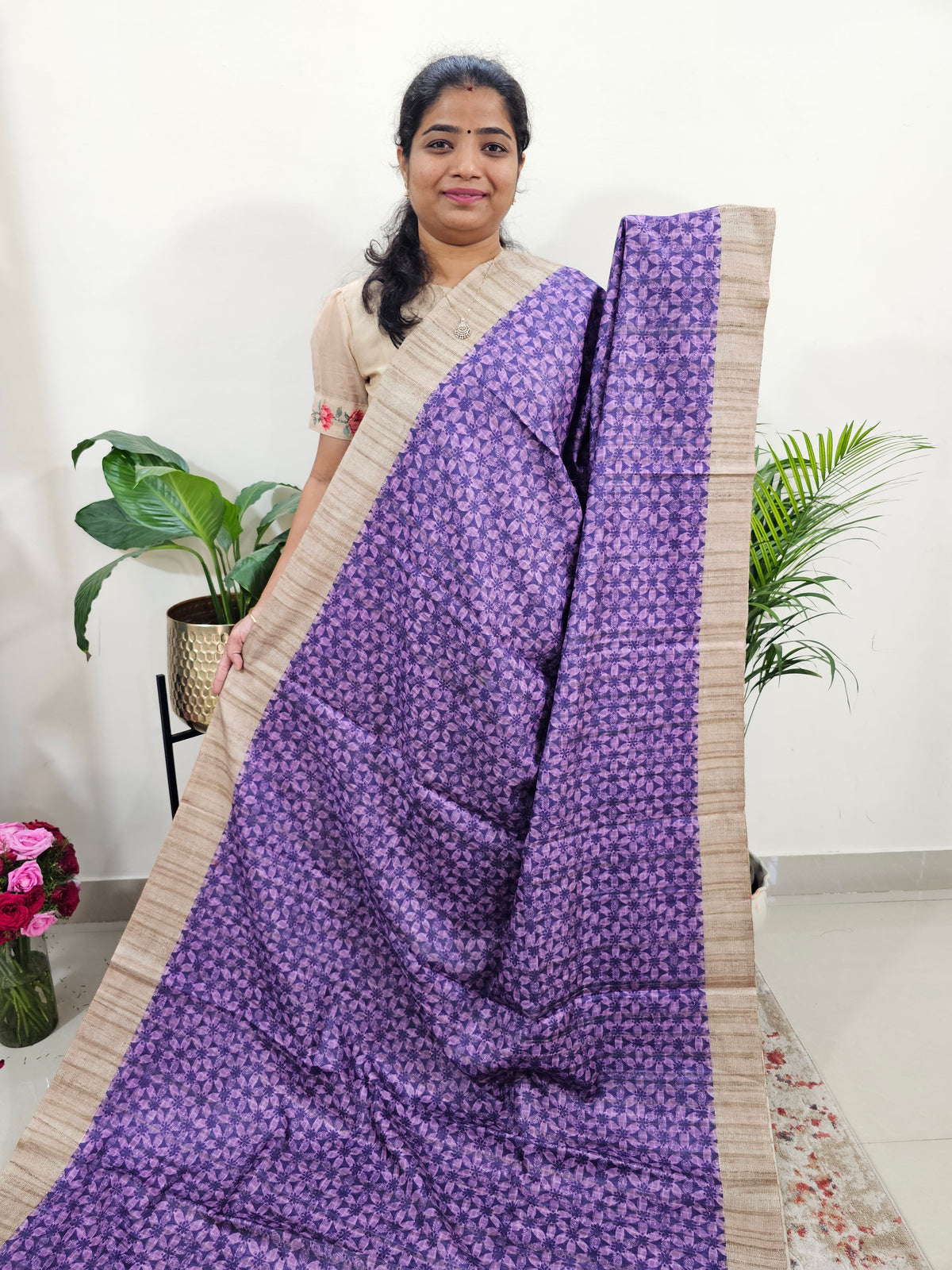 Casual Semi Tussar Digital Prints - Purple