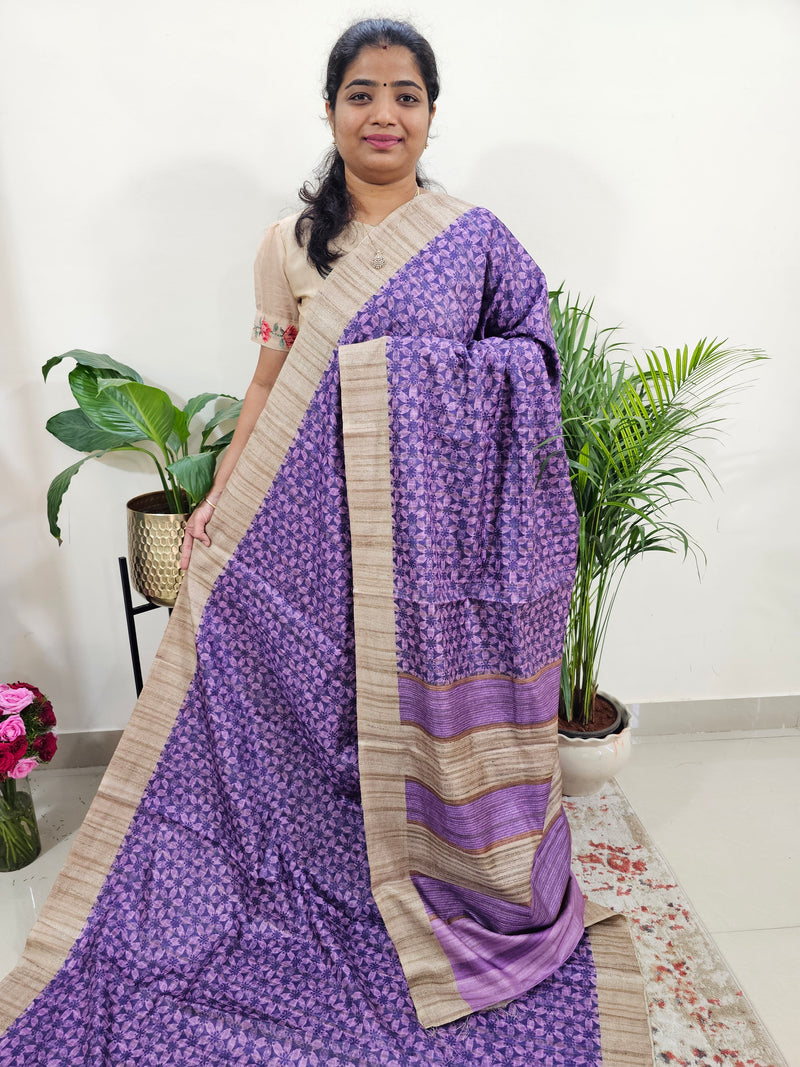 Casual Semi Tussar Digital Prints - Purple