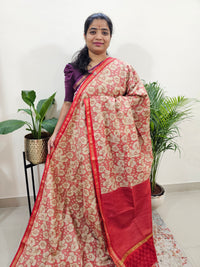 Tussar by Cotton Kalamkari- Red