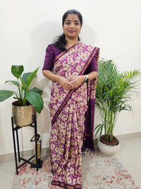 Tussar by Cotton Kalamkari- Purple