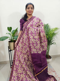 Tussar by Cotton Kalamkari- Purple