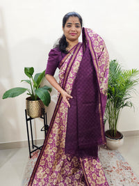 Tussar by Cotton Kalamkari- Purple