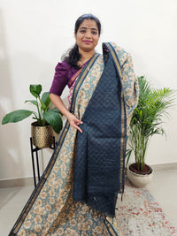 Tussar by Cotton Kalamkari- Grey