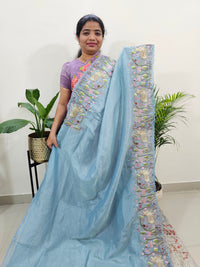 Premium Crushed Designer Soft Saree with Emboridery CutWork - Blue