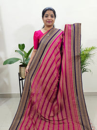 Semi Banarasi Silk Saree - Pink with Purple