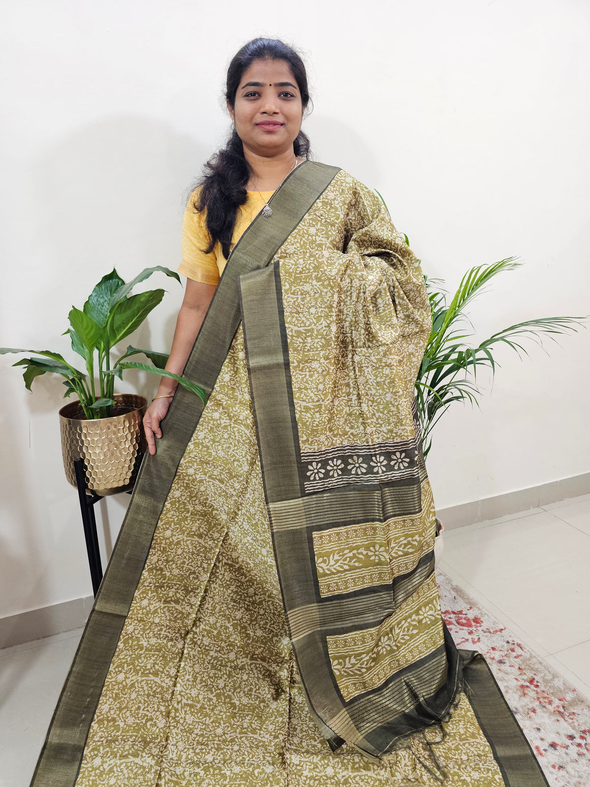 Semi Ghicha Digital Printed Saree -  Green