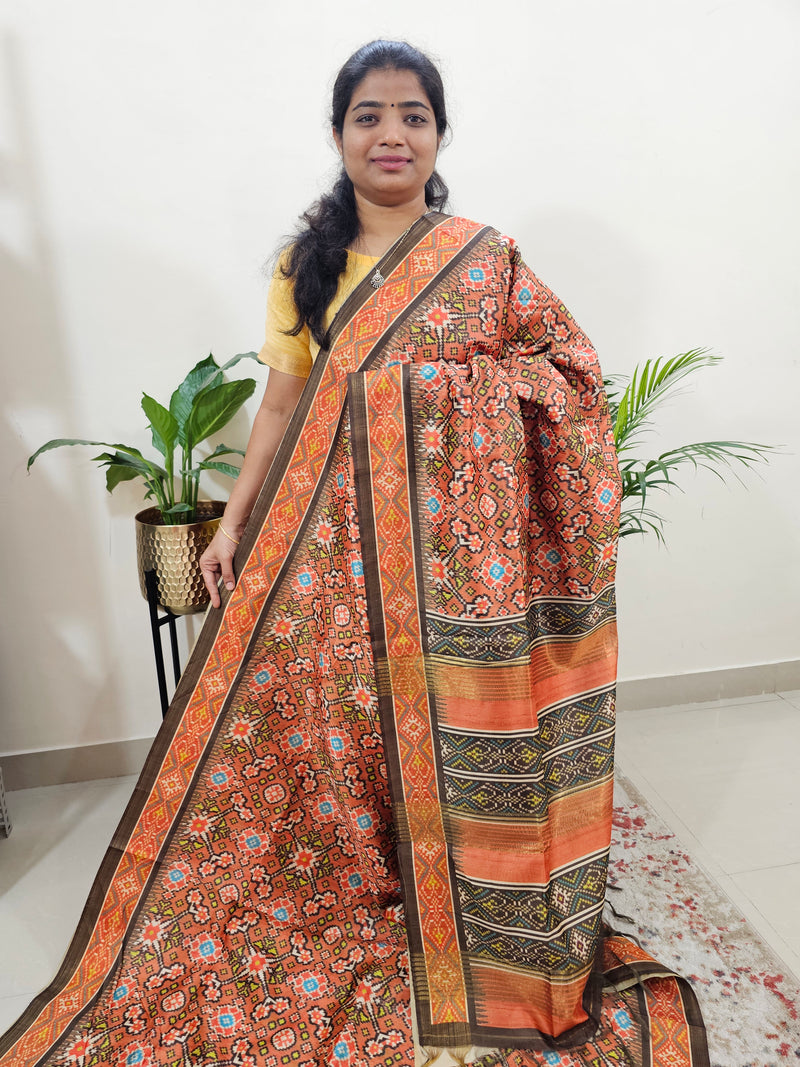 Semi Ghicha Digital Printed Saree - Brown