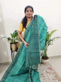 Semi Ghicha Digital Printed Saree - Dark Green