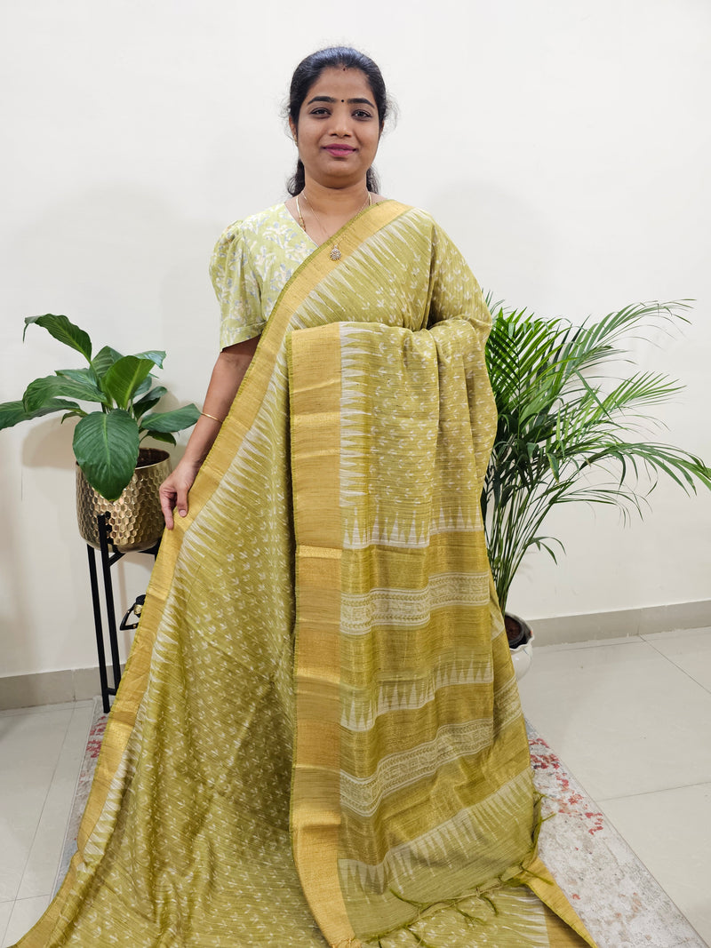 Semi Tussar with Digital Printed Saree - Green