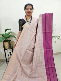 Semi Raw Silk Saree - Pink with Purple