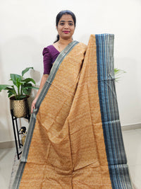 Semi Tussar with Digital Printed Saree - Mustard Yellow with Grey