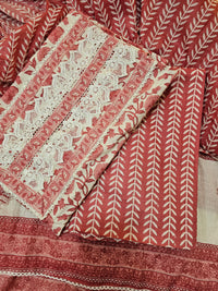 Cotton Unstitched Salwar Suit 3pcs - Onion Pink