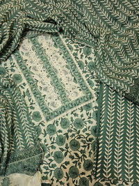 Cotton Unstitched Salwar Suit 3pcs - Dark Sea Green