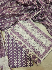 Cotton Unstitched Salwar Suit 3pcs - Purple